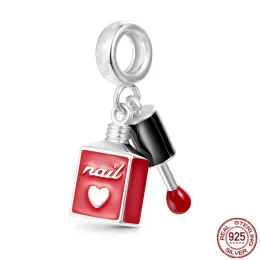 Yeni Kırmızı Boncuk 925 STERLING Gümüş Akçaağaç Yaprağı Kozmetik Balık Kalp Dangle Charm Fit Orijinal Pandora Bilezik DIY takı Hediyesi