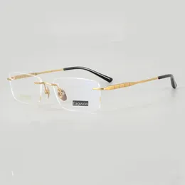 Güneş Gözlüğü Çerçeveleri Saf Titanyum Gözlükler Rimless Optik Yay Tapınağı Yüksek Sınıf Çerçevesiz Reçeteli Gözlükler Süper Işık