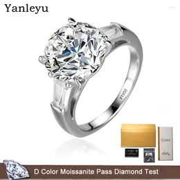 Cluster Rings Yanleyu Luxury Platinum PT950 5 Moissanite Diamond Ring For Women Wedding Engagement Jewelry With GRA Card Certified