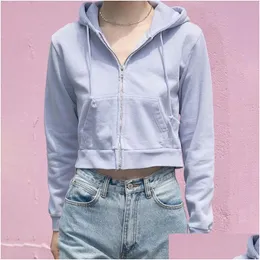 Womens Jackets Slim Girls Hooded Short Fashion Ladies Soft Cotton Coats Stylish Female Elegant Jacket Cute Women Coat Chic Drop Delive Dhveq