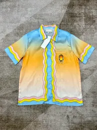 Camicie da spiaggia con stampa floreale a lettere delle Hawaii Camicia da bowling da uomo in 100% seta di design Camicia estiva ampia a maniche corte da uomo