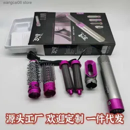 Haare Curlers -Glättler Multifunktional 5 in 1 Anion Haushalt tragbarer Reisen Haartrockner Straight Hair Comb Curling Stange Blowing Comb Modeling Blowing Comb T240