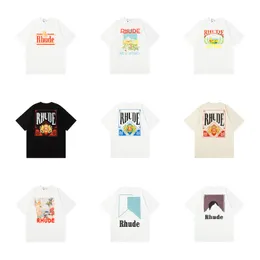 Rhude Mens TシャツデザイナーRhude Shirt Luxury Tshirts RhudeTシャツTシャツMenデザイナー高品質の乗組員半袖プリントカジュアルルーズクイックドライサマー