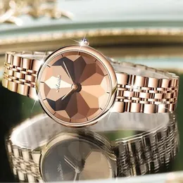 Relógios de pulso mulheres relógios luxo moda diamante espelho quartzo senhora impermeável tira de aço lindo reloj para mujer