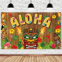 Party Decoration 2024 Luau Tropical Hawaii tema Bakgrund Tyg Summer Tiki Beach Po Hawaiian Banner Bakgrund