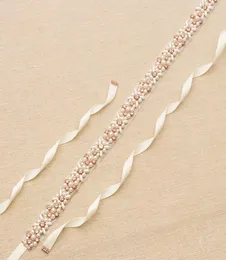 Cintura da sposa con fasce da sposa 2019 Cintura con accessori per strass in oro rosa 100 fatti a mano 8 colori Bianco Avorio Blush Fascia da sposa2585385