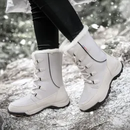 Stivali Tuinanle Donne Stivali invernali Nuovo stoffa impermeabile Fashion Domenne Neri Scarpe da neve caldi Calda Stivali da neve peluche Donne Midcalf Booties