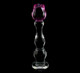 Domi 213cm Ice and Fire Series Rose Flower Design Glass Women Dildo Adult Butt Anal Plug Sex Toys Y2004216985155