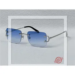 Buffs vintage güneş gözlükleri erkekler tasarlama çerçevesiz kare şekil gözlük UV400 altın açık renkli lens 0104 vaka buffları ile çok renkli lens 661
