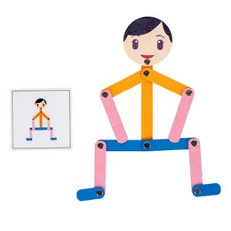 Montessori Material DIY Puzzle Toys Sporty Pose mit 24 Doppelseite Karten für Kinder Intelligenz Frühes Bildungsspielzeuggeschenke