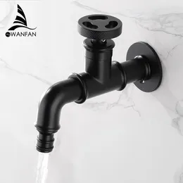 Torneiras da pia do banheiro Bibcock Torneira Retro Euro Matte Preto Máquina de lavar WC Mop Pequena montagem na parede Outdoor Garden Tap 20i04R