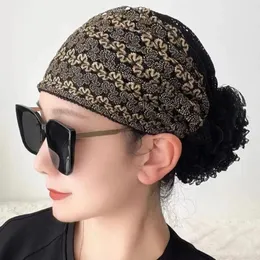 Etnik Giysiler Soild Renk Müslüman başörtüsü kapağı retro dantel akrilik lifler başlık kafa bandı kadın