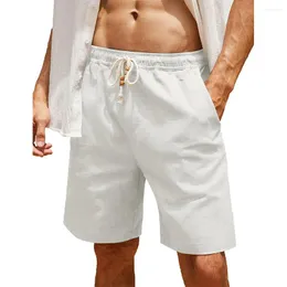 Erkek Şort Erkekler 1pc Beach Sıradan Chino Drawstring Yaz Yürüyüşü İçin Elastik Bel Fitness Gevşek Polyester Kısa Pantolon