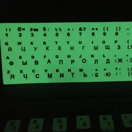 2024 Luminous Keyboard Stickers Letter Protective Film Alphabet Layout For Laptop PC Spanish/English/Russian/Arabic/French Language Luminous