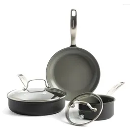 Cookware Sets Andralyn Chatham Ceramic Nonstick 5 Piece Set Black