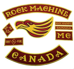 Newest Rock Machine Embroidery Patch In Red For Biker Vest Rock Motorcycle MC Club Leather JACKET Vest Patch Custom Rocker Availab6796737