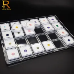 Display 24 pezzi portagioie con diamanti e pietre preziose, portagioielli con diamanti sciolti, custodia trasparente, contenitore di protezione per contenitori di stoccaggio di gemme
