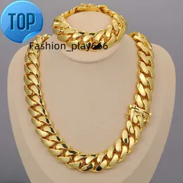 Cubana Wholesale Hip Hop Jewelry Luxury 14K 18K 24K Real Gold Plated Heavy Solid Miami Cuban Link Chain Necklace For Men