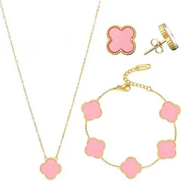 pendant necklace designer luxury jewelry Lucky Clover 18K Gold Plated Clover Necklace Bracelet Earring for Women Fashion Cute Simple Jewelry Sets