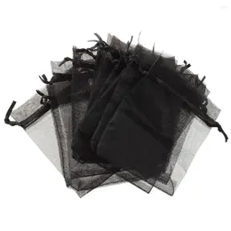 Aufbewahrungsbeutel, 100 schwarze Organza-Schmuckbeutel für Hochzeitsgeschenke, 9 cm x 12 cm