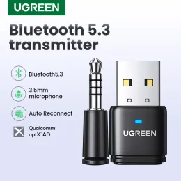 Adapter Ugreen USB Bluetooth 5.3 Sändare APTX HD AD Audio Adapter för PS5 PS4 Nintendo Switch Headset Högtalare Mic Bluetooth -mottagare