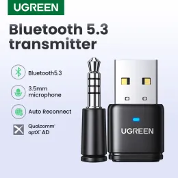 어댑터 UGREEN USB Bluetooth 5.3 송신기 PS5 PS5 PS4 닌텐도 스위치 헤드셋 스피커 마이크 Bluetooth 수신기 용 APTX HD AD 오디오 어댑터