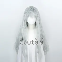 가발 Berserk Griffith Cosplay 가발 가발 은은 혼합 블루 곱슬 70cm 긴 내열성 합성 모발