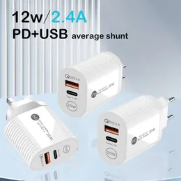 Novo carregador móvel pd12w 5v2.4a tipo-c pd cabeça de carregamento adaptador padrão britânico