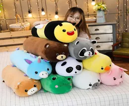 Cylindrical Animals Toys Long Cartoon Stuffed Plush Legs Pillow Panda Bear Frog Bee Pig Raccoon Sleeping Bolster Kids Adults 210726408387