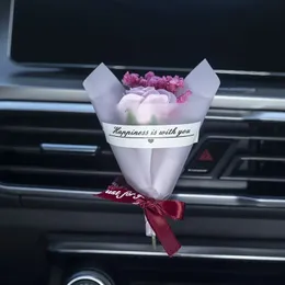 Mini Rose Bouquet Car Air Vent Clip Freshener Dried Flower Perfume Diffuser Gypsophila Fragrance Automobile Interior Accessories