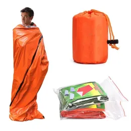 Survival Outdoor Bivy Emergency Sleeping Bag Camping Survival Thermal Blanket Mylar Waterproof Emergency Gear Compact Windproof Durable