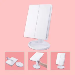 led makeup mirror portable folding desktop three-sided mirror with light makeup fill light magnifying three-fold mirror led makeup mirror