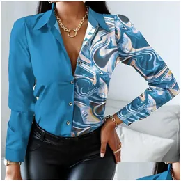 قميصات بلوزات بلوزات نسائية 18 ألوانًا للبيع بالجملة قميص الموضة 2021 ليدي Long Sleeve Blouse Turn-Down Twon Button زر التصميم DROP D DHLKX