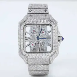 Orologio Iced Out di marca di lusso personalizzato Orologi meccanici scheletrati con diamanti moissanite VVS