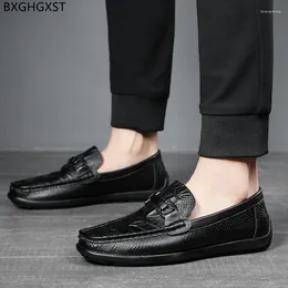 Casual Shoes Loafers Crocodile Man Luxury Designer Leather For 2024 Black Slip On Men Chaussure De Homme Sapato