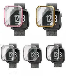 Para Fitbit Versa Relógio Colorido Slim TPU Protetor de Tela Cheia Protetor de Moldura Protetora Capa Skin3145960