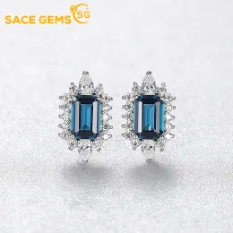 Ljuskrona SACE GEMS Fashion Jewelry örhängen för kvinnor 100% Sterling Sier Blue Gems Stud Earringswedding Party Fine Jewelry Eartrop