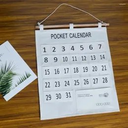 Storage Bags Cotton Practical Waterproof Calendar For Kindergarten Hanging Bag Card Attendance Pocket Morning Check