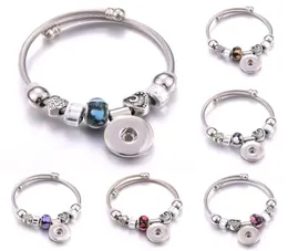 Charm Bilezik Elastikiyeti Snap Button Bilezik Kalp Kristal Bangles Boncuklar Yapım 18mm Buttons3581513