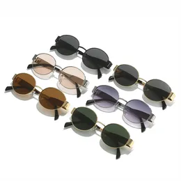 2024 Designer-Sonnenbrille mit polarisiertem ovalem Metallrahmen, Unisex, Metallrevolver, polierte Bügel, Sonnenbrille aus Metall