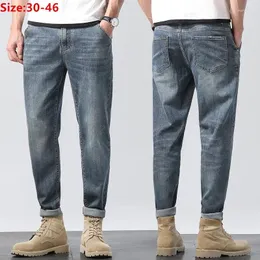 Men's Jeans Ankle Length Pencil Pants Man Harem Spring Autumn Fashion Plus Size 42 44 46 Taglia Grande Denim Cowboy Elastic Trousers