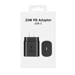 OEM Quality 25W PD USB C Snabbladdning 20W Power Wall Snabbladdning Adapter US EU UK Plug för Samsung Charger Galaxy S21 5G S20 S10 Obs 20 10 A71 A70S A80 M51 838DD