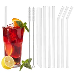 Canudos bebendo Reusável Bubble Tea Sharp Straw High Borosilicate Glass Eco amigável para Cocktail Smoothie Juice Dinkware