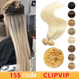 Extensions MRS HAIR Keratin Hair Extension Natural Human Hair U Tip Hot Fusion Italiana Nail Capsules PreBonded 1224 inch 50pcs/pack