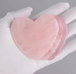 Dente di sega a forma di cuore Quarzo rosa Gua Sha Strumento di massaggio Massaggiatore di pietra di cristallo naturale per la cura del viso degli occhi Raschietto di giada Bellezza Salute1156148