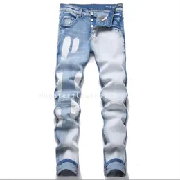 Blue Polishd White Street Plaid Small Straight perna calça esticada cônica jeans masculino jeans azul escuro Jeans de jeans escuro Jeans escuro Jeans Purple Brand