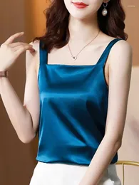 Women's Tanks All Macth Eye-catching Female Smooth Spring Summer Charming Fashion Camis Solid Woman S-2XL Sleeveless Silm Bottoming Elegant