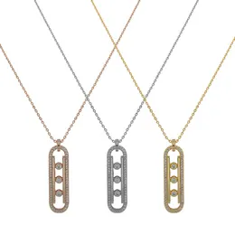 New Fashion Tre diamanti scorrevoli a forma di U con diamanti pieni che girano collana popolare collane divise in oro donna uomo collane pendenti gioielli