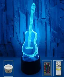 3D-Illusionslicht, Gitarre, LED-Nachtlichter, siebenfarbig, veränderbar, Touch-Fernbedienung, Atmosphärenlicht, Weihnachtsgeschenk, kleiner Tisch 8383245