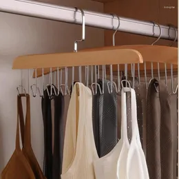Hängare Solid Wood Multi-Hook Clothes Hanger 8-krok Underkläder förvaringsställ Multifunktionell trägarderobsorganisatör